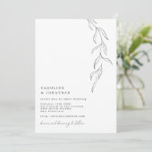 ミニマル白黒タイプライター結婚植物学 招待状 (スタンド正面)