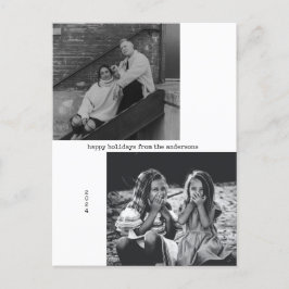 ミニマル白黒タイポグラフィフォトクリスマス シーズンポストカード