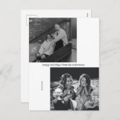 ミニマル白黒タイポグラフィフォトクリスマス シーズンポストカード (正面/裏面)