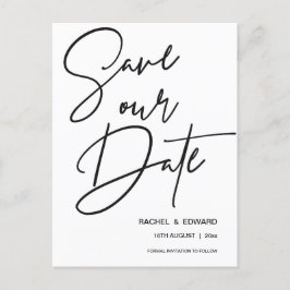 ミニマル白黒タイポグラフィ結婚ズ救 案内ポストカード