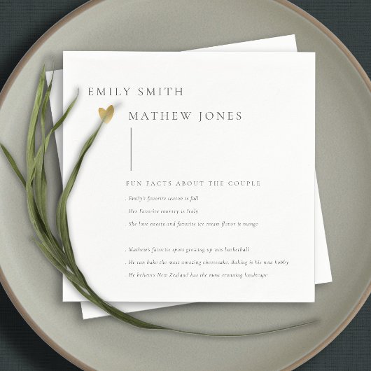 ミニマル白黒タイポグラフィ金ゴールドハートおもしろいファクト スタンダードカクテルナプキン