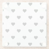 ミニマル白黒ハートロマンチック ガラスコースター (裏面)