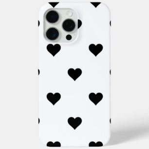 ミニマル白黒ハートロマンチック iPhone 15 PRO MAXケース