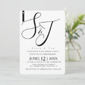 ミニマル白黒ハート モノグラムの 招待状 (スタンド正面)