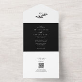 ミニマル白黒バタフライモノグラム結婚ズ オールインワン招待状 (内側)