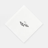 ミニマル白黒バタフライモノグラム結婚ズ スタンダードランチョンナプキン (角)