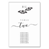 ミニマル白黒バタフライモノグラム結婚ズ テーブルナンバー (裏面)