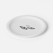 ミニマル白黒バタフライモノグラム結婚ズ ペーパープレート (アングル)