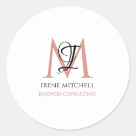 ミニマル白黒バラ金ゴールドモノグラム名 ラウンドシール