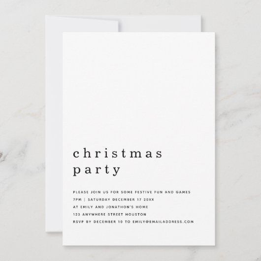 ミニマル白黒パーティー 招待状 (正面)