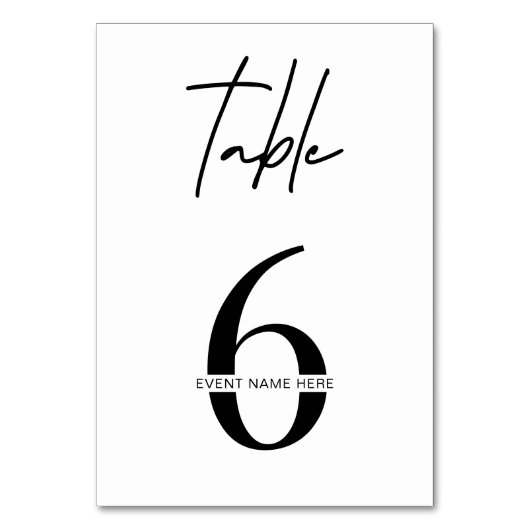 ミニマル白黒ビジネスイベントテーブル番号 テーブルナンバー (正面)