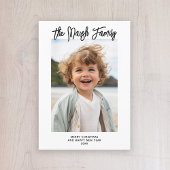 ミニマル白黒ファミリー手書きスクリプト シーズンカード