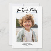 ミニマル白黒ファミリー手書きスクリプト シーズンカード (正面)