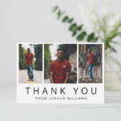 ミニマル白黒フォトコラージュ卒業 サンキューカード (スタンド正面)