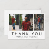 ミニマル白黒フォトコラージュ卒業 サンキューカード (正面/裏面)