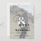 ミニマル白黒フォト結婚オーバーレイ 招待状 (正面)