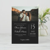 ミニマル白黒フォト結婚式招待状 招待状 (スタンド正面)