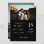 ミニマル白黒フォト結婚式招待状 招待状 (正面/裏面)