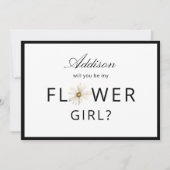 ミニマル白黒フラワーガール提案カード 招待状 (正面)