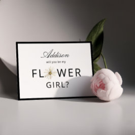 ミニマル白黒フラワーガール提案カード 招待状