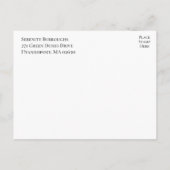 ミニマル白黒フローラブライダルシャワー インビテーションポストカード (裏面)