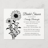 ミニマル白黒フローラブライダルシャワー インビテーションポストカード (正面)