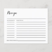 ミニマル白黒ブライダルシャワーレシピカード (正面)