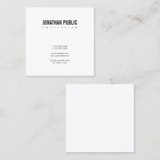 ミニマル白黒プエレガントラントレンディーシック スクエア名刺 (正面/裏面)