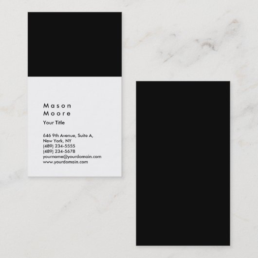 ミニマル白黒プレーンモダンプロフェッショナル 名刺 (正面/裏面)