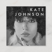 ミニマル白黒プロフェッショナル写真QRコード スクエア名刺 (正面)