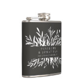 ミニマル白黒ボタニカルカスタムウェディング フラスク (右)