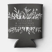 ミニマル白黒ボタニカルカスタムウェディング 缶クーラー (正面)