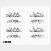 ミニマル白黒ボタニカルカスタムウェディング 長方形シール (シート)