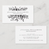 ミニマル白黒ボタニカルプロフェッショナルシック 名刺 (正面/裏面)