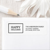ミニマル白黒ボックスハッピーホリデーズアドレス ラベル (インサイチュ)