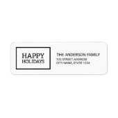 ミニマル白黒ボックスハッピーホリデーズアドレス ラベル (正面)