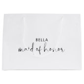 ミニマル白黒メイド・オブ・オーナー(花嫁付き添い人) ラージペーパーバッグ (正面)