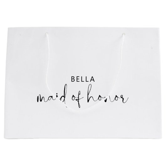 ミニマル白黒メイド・オブ・オーナー（花嫁付き添い人） ラージペーパーバッグ (正面)