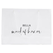 ミニマル白黒メイド・オブ・オーナー(花嫁付き添い人) ラージペーパーバッグ (裏面)