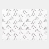 ミニマル白黒メリークリスマスツリーファラ ラッピングペーパーシート (正面3)