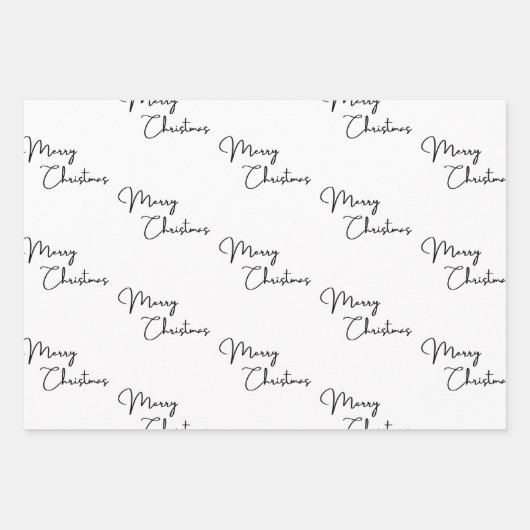 ミニマル白黒メリークリスマスツリーファラ ラッピングペーパーシート (正面2)