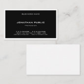 ミニマル白黒モダンクエレガントリープレーン 名刺 (正面/裏面)