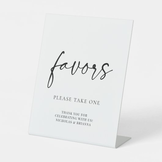 ミニマル白黒モダンクラシック結婚式の引き出物 台座サイン (正面)