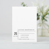 ミニマル白黒モダンタイポグラフィウェディングRSVP 招待状 (スタンド正面)