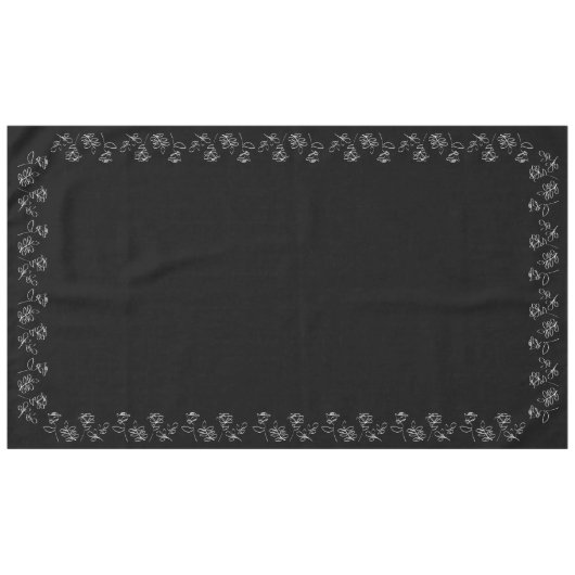 ミニマル白黒モダンフローラ テーブルクロス (正面(横))