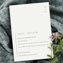 ミニマル白黒モダンリハーサルディナー招待状