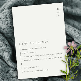 ミニマル白黒モダンリハーサルディナー招待状 サンキューカード