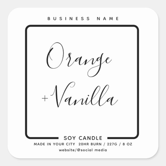 ミニマル白黒モダン高級キャンドル スクエアシール (正面)