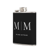 ミニマル白黒モノグラムのイニシャル名 フラスク (左)