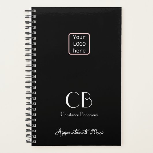 ミニマル白黒モノグラムイニシャルロゴ2023 プランナー手帳 (正面)